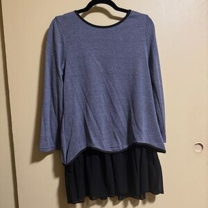 Women's Blue and Black Layered Top